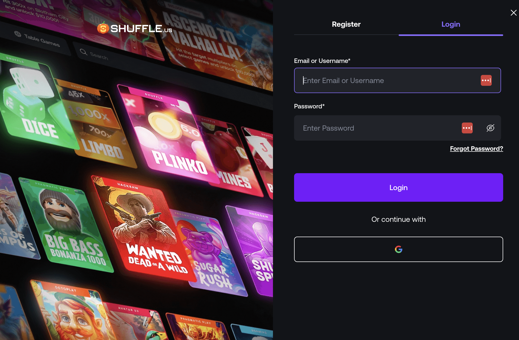 Login Shuffle Casino